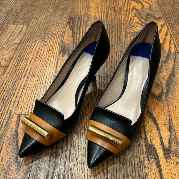 Stuart Weitzman black leather heels - Picture 1 of 9